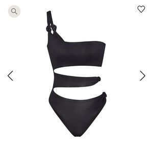 Skims Knotted One Shoulder Monokini in Onyx